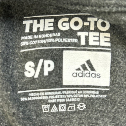 Adidas Logo Mens Small Black Gold PolyCotton Short Sleeve Crew Neck Tee Shirt